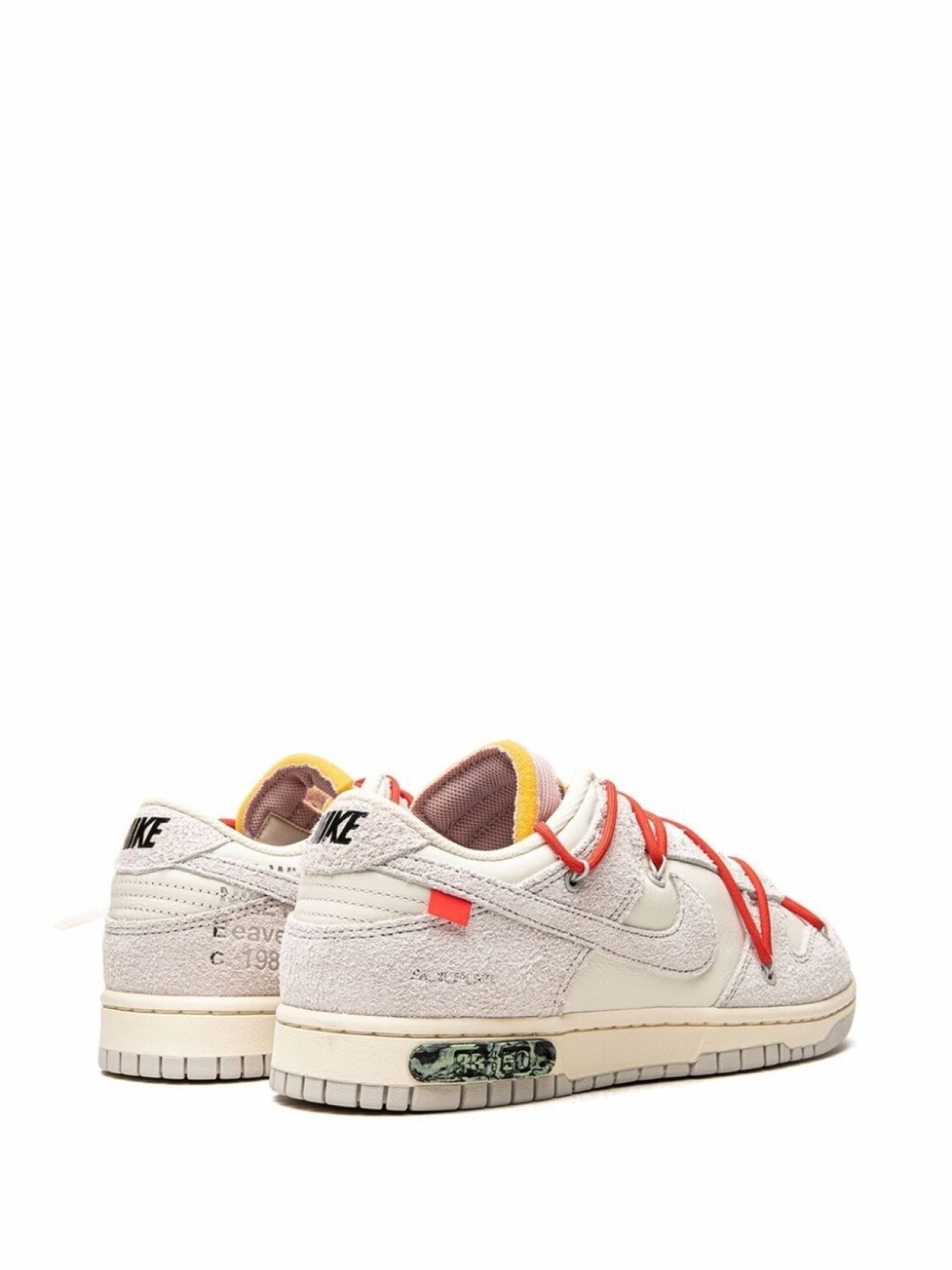 Кроссовки Nike х Off-White Dunk Low, серый/красный — фото 3
