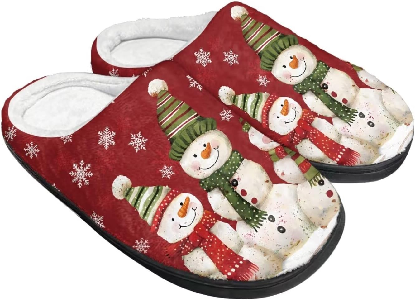 

Мужские зимние пушистые плюшевые тапочки Qoiuvncy с черепом, мягкие теплые домашние тапочки с хлопковой подошвой, противоскользящие, Christmas Snowmen