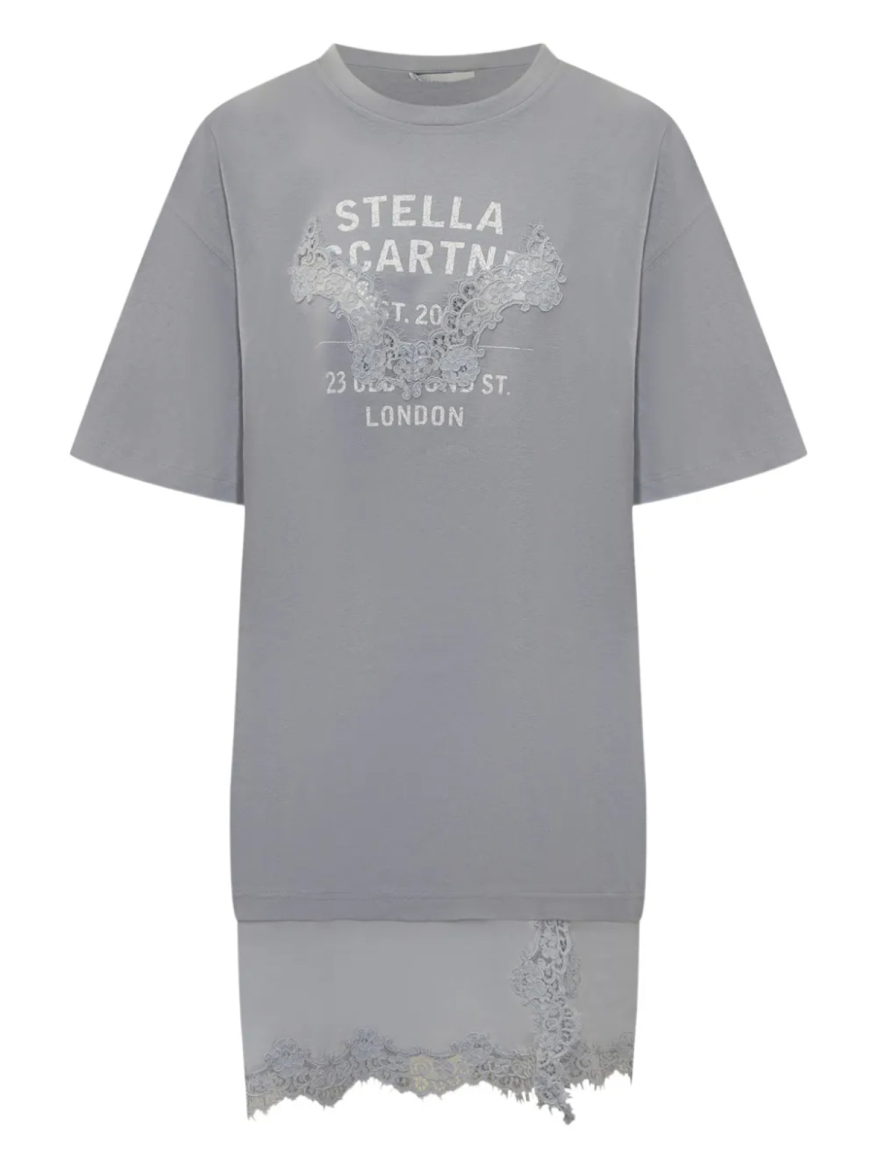 

Мини-платье Stella McCartney из хлопка с кружевной отделкой, серый