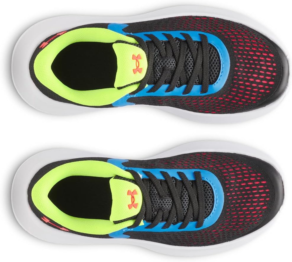 Кроссовки Under Armour Boys Pre School Rogue 4 с альтернативной шнуровкой, черный/красный/желтый/ярко-желтый — фото 4