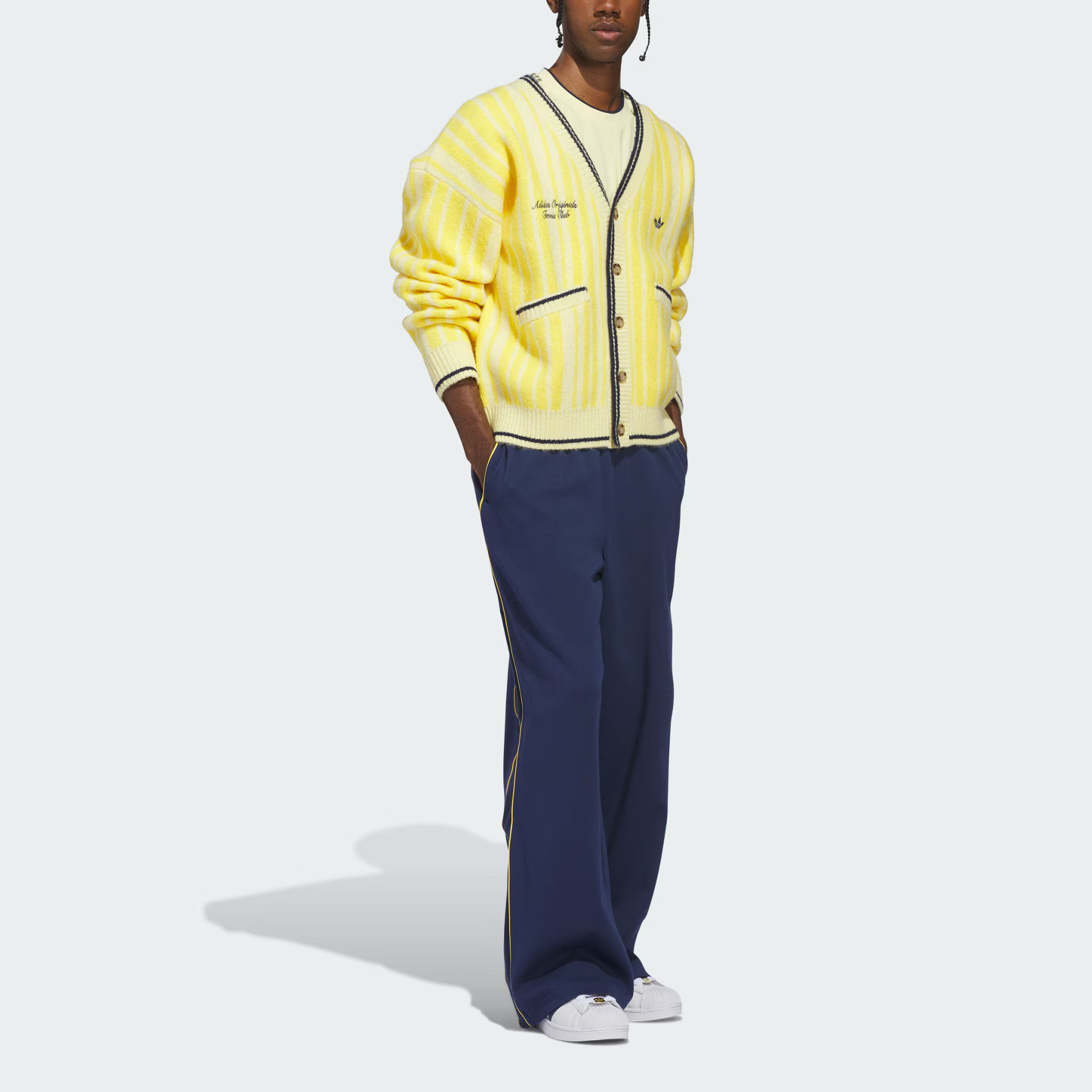 Кардиган Cheviot Knit Adidas Originals, желтый/белый/черный — фото 4