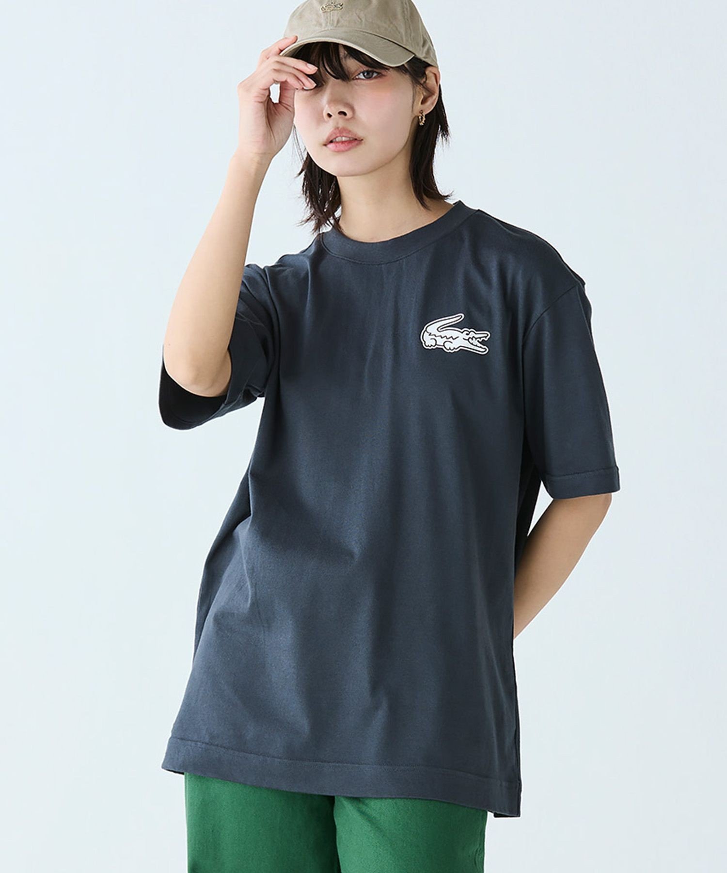 Футболка LACOSTE с увеличенным принтом на спине, Charcoal — фото 2
