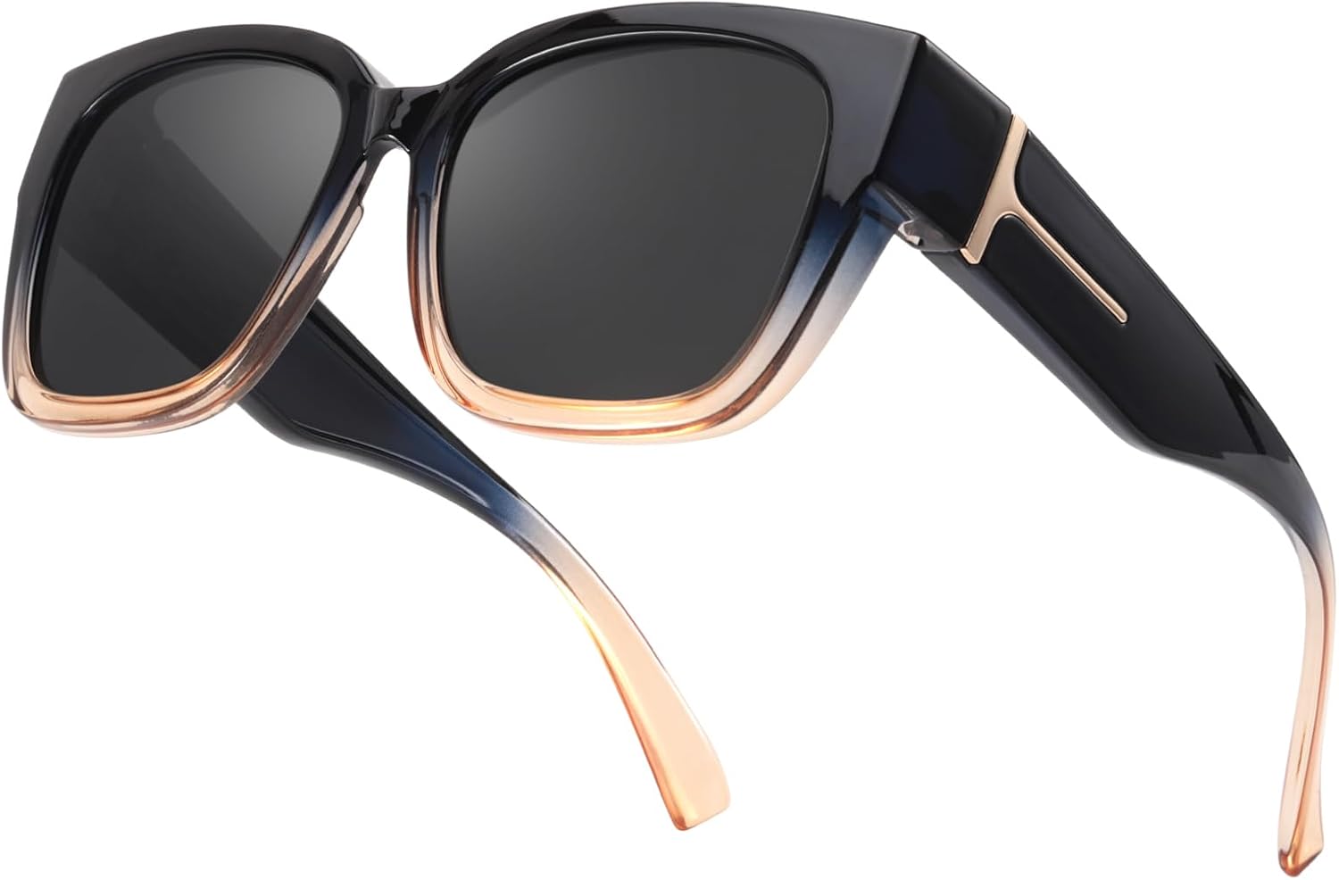 

Поляризованные солнцезащитные очки FIMILU для женщин, надеваемые поверх обычных очков, большие квадратные солнцезащитные очки для вождения и активного отдыха с защитой от УФ-излучения UV400, A02-bluetea