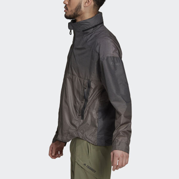 Куртка adidas Windproof waterproof Casual Sports Hooded Jacket Gray, зеленый — фото 4