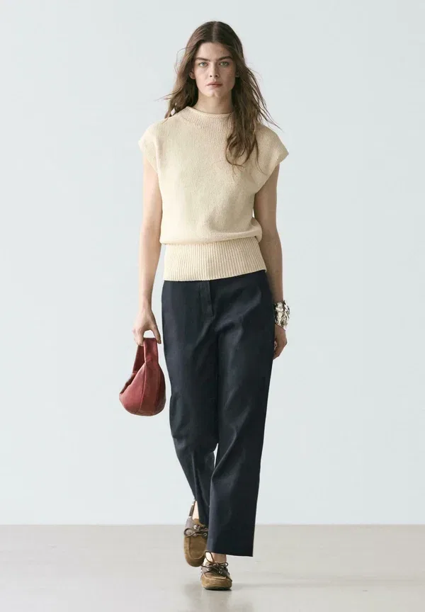 Брюки прямого кроя Massimo Dutti, крапчатый темно-синий — фото 3