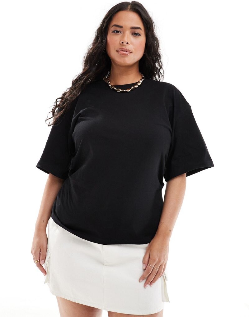 

Черная футболка с корсетом на поясе ASOS DESIGN Curve
