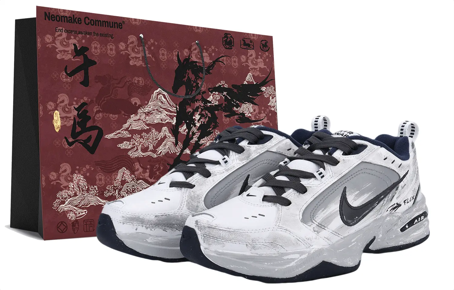 

Nike Кроссовки Air Monarch 4 Cushioning Slip Resistant Low top Chunky Unisex Black White