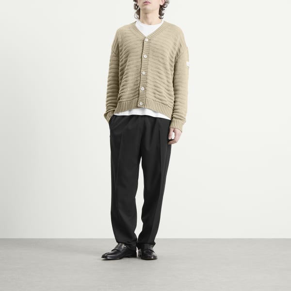 Хлопковый ребристый кардиган с открытым плетением Mm6 Maison Margiela, Dune — фото 4
