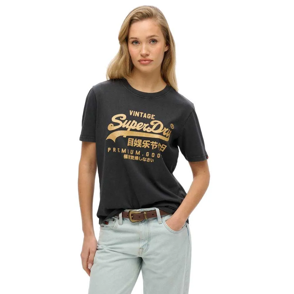 

Футболка с коротким рукавом Superdry Vl Metallic Relaxed, черный