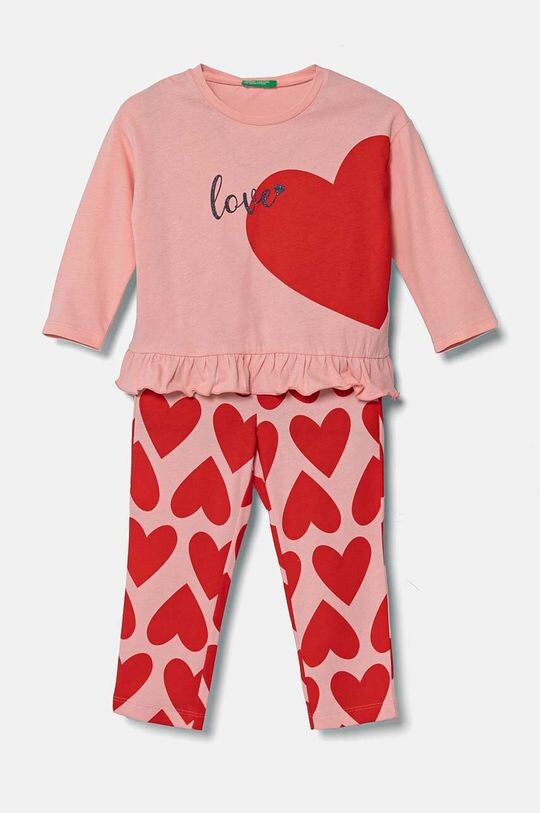 

Детская хлопковая пижама United Colors of Benetton, розовый