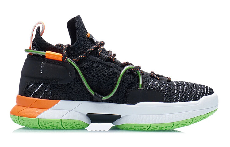 Кроссовки для баскетбола Speed 6 Kids GS Mid-top, черные/флуоресцентно-оранжевые Lining Young — фото 2