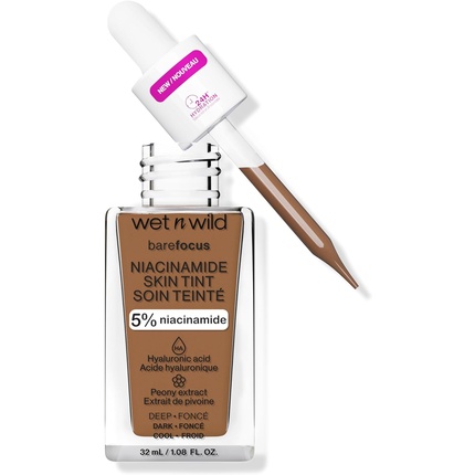 

Wet 'N' Wild Легкая тональная основа Wet N Wild Bare Focus Niacinamide Skin Tint с наслаиваемой формулой, обогащенная гиалуроновой кислотой и витамином Е для сияющего взгляда