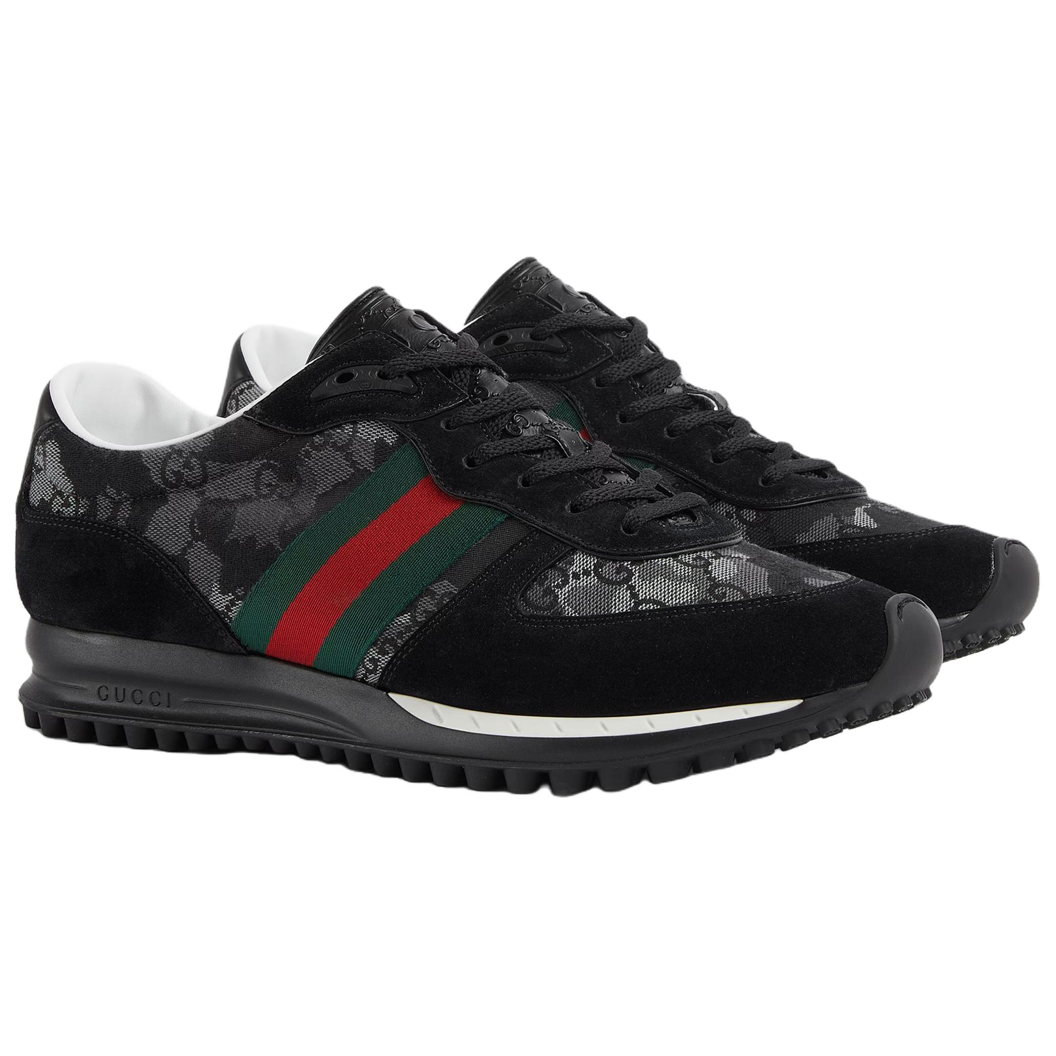 Gucci Мужские низкие повседневные кроссовки Re Motion из замши, высота подошвы 1 см, черный — фото 4