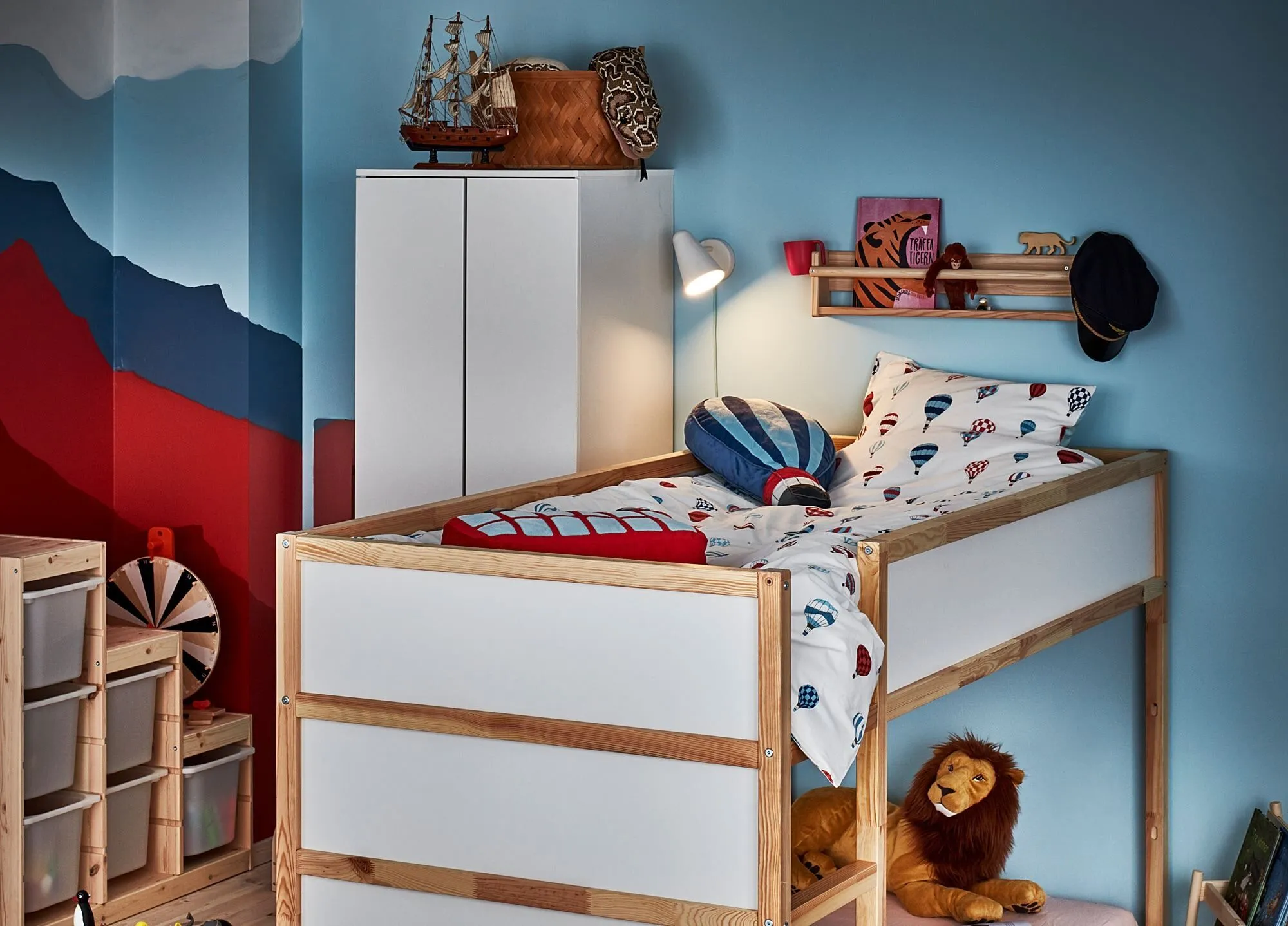 Двусторонняя кровать, белый/сосна, 90x200 см, KURA IKEA — фото 4