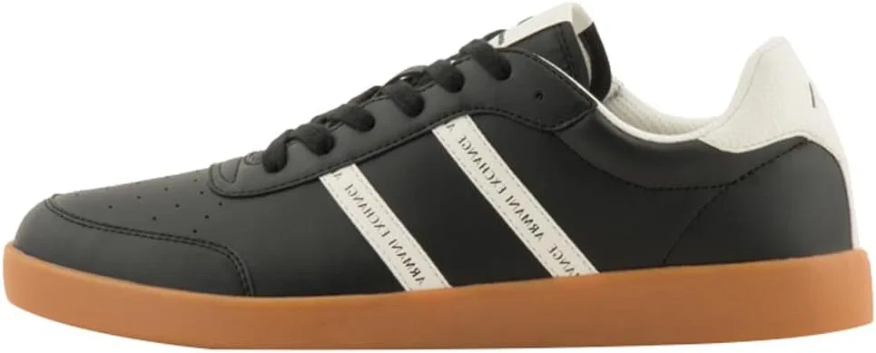 Мужские кроссовки Armani Exchange Berlin с двойной полосой и логотипом, Black Off White