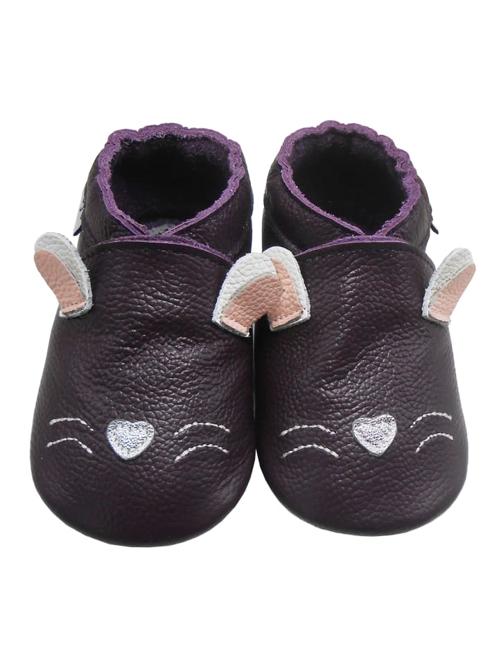 

Mejale Детские прогулочные туфли из темно-фиолетовой кожи с нескользящей подошвой - дизайн с изображением кролика