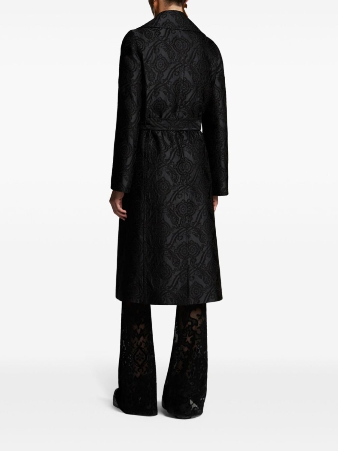 

ETRO жаккардовое пальто с поясом, черный