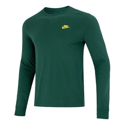 

Футболка Men's Nike Minimalistic Alphabet Logo Athleisure Casual Sports Round Neck Long Sleeves Green T-Shirt, зеленый