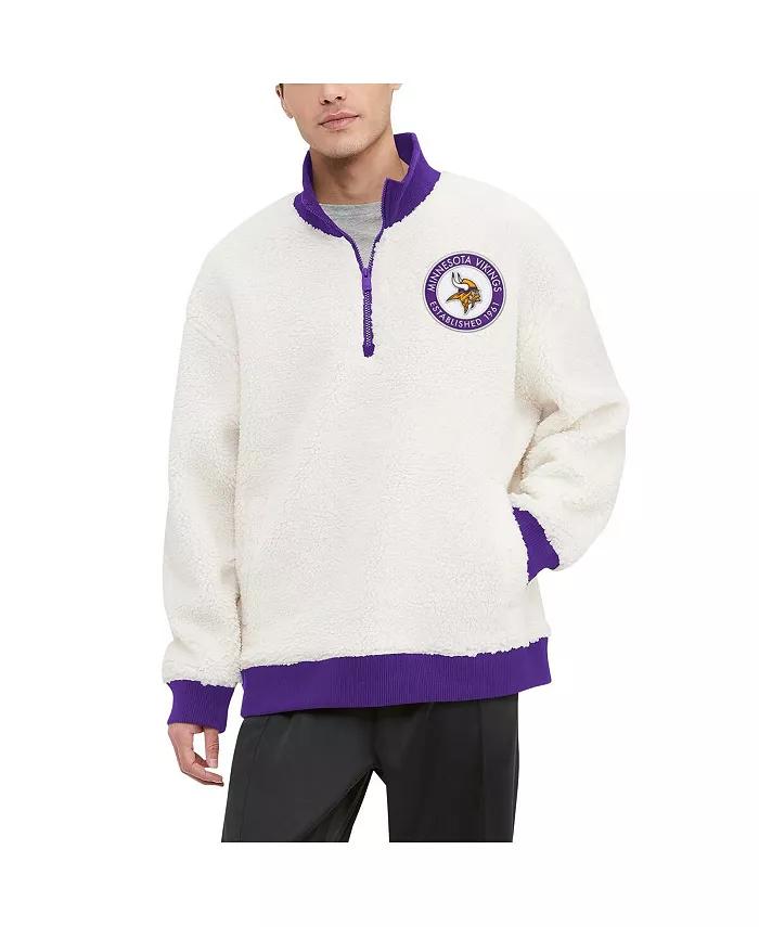 Мужская кремовая толстовка Minnesota Vikings Jordan Sherpa с молнией до середины груди Tommy Hilfiger — фото 3