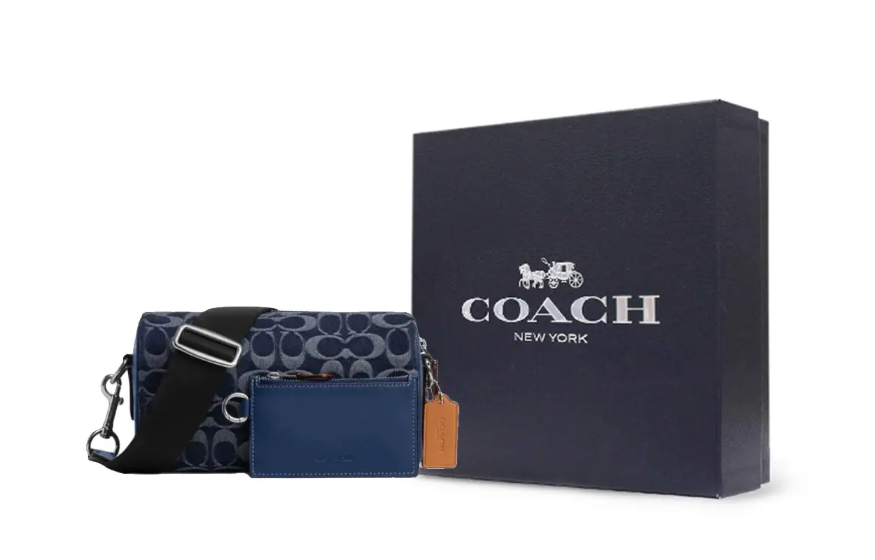 

COACH Аксель Тканевый поясной рюкзак малый размер мужской синий