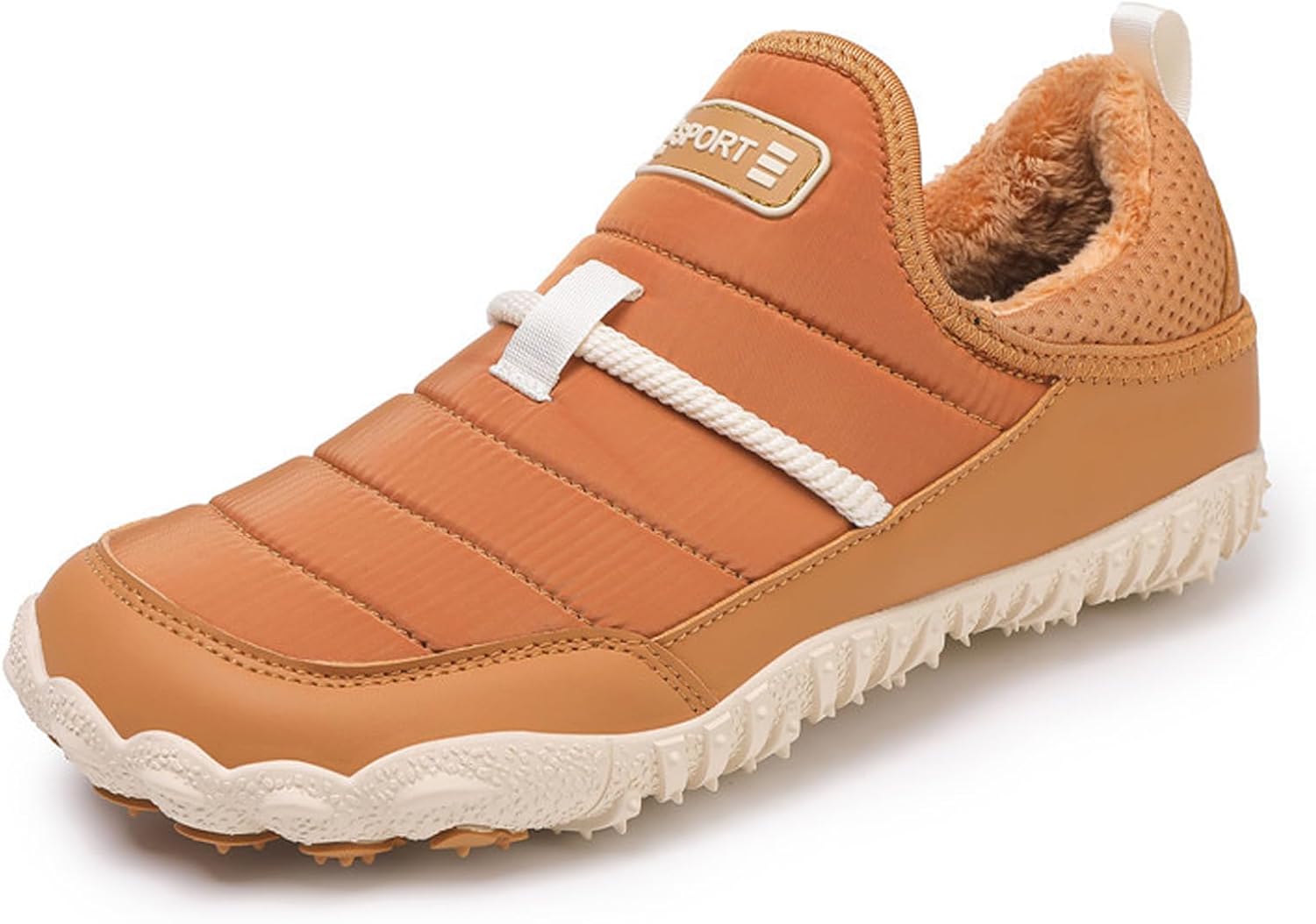 

Мужские водонепроницаемые зимние снегоходные кроссовки с утеплением, без шнурков, с противоскользящей подошвой, полностью на меху, для активного отдыха и прогулок по снегу Ghibhna, оранжевый