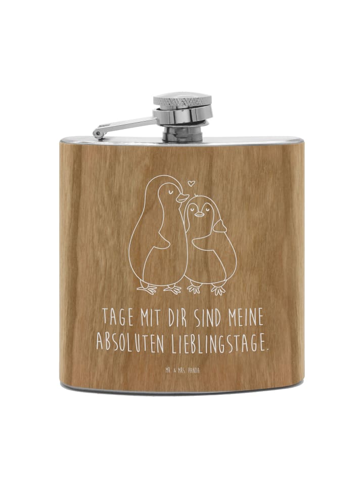 

Mr. & Mrs. Panda Фляжка с пингвином, обнимающим кого-то, с надписью коричневого цвета