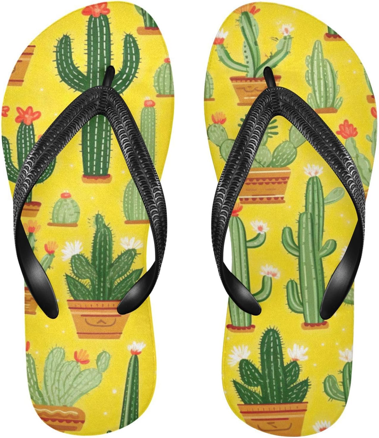 

Шлепанцы с цветочным рисунком кактусов, пляжные летние повседневные сандалии для женщин и мужчин, обувь для душа, размер XS Kfbe, Cactus