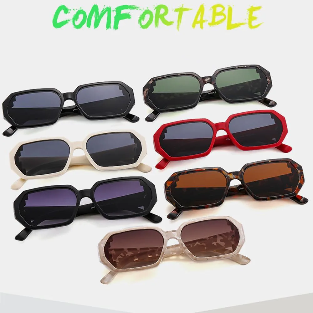 

LVTFCO Модные солнцезащитные очки неправильной формы для женщин, винтажные солнцезащитные очки для мужчин, модные очки в маленькой оправе, черные, стильные, Black