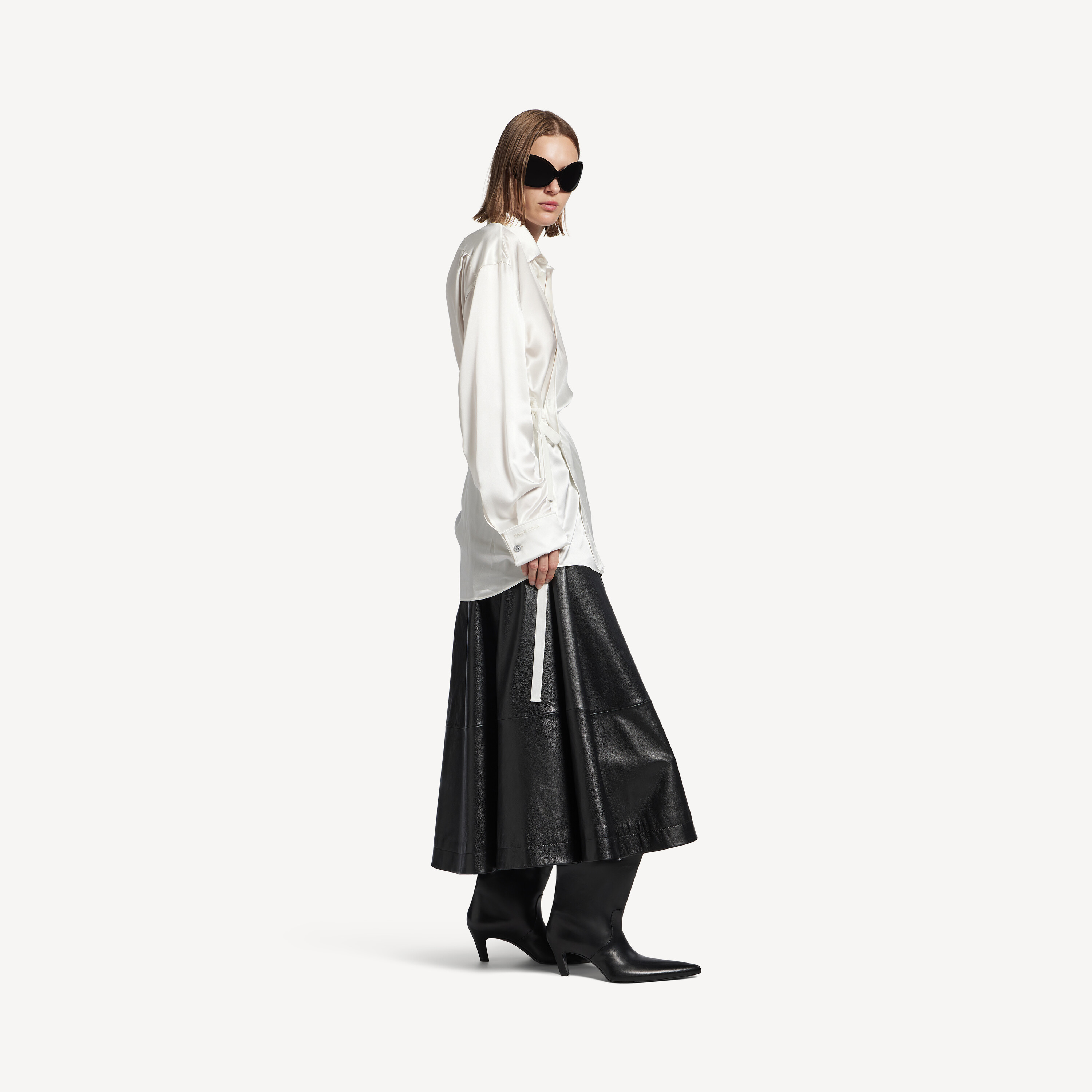 Женская рубашка с запахом цвета слоновой кости BALENCIAGA, слоновая кость — фото 2