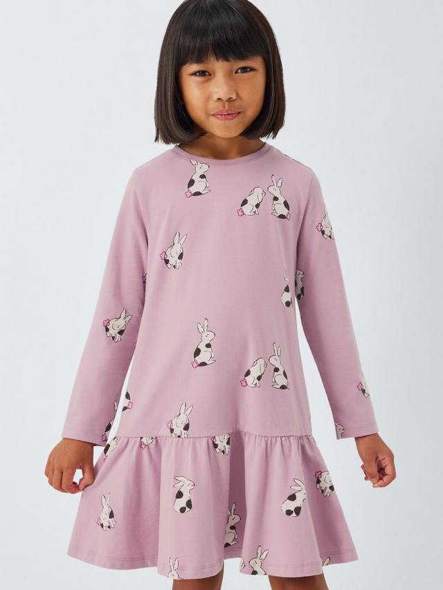 

Детское платье с длинным рукавом и кроличьим принтом John Lewis, Pink/Multi
