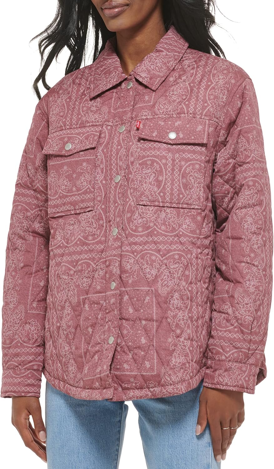 

Levi's Женская стеганая куртка-рубашка с бриллиантовым узором, Burgundy Plaid