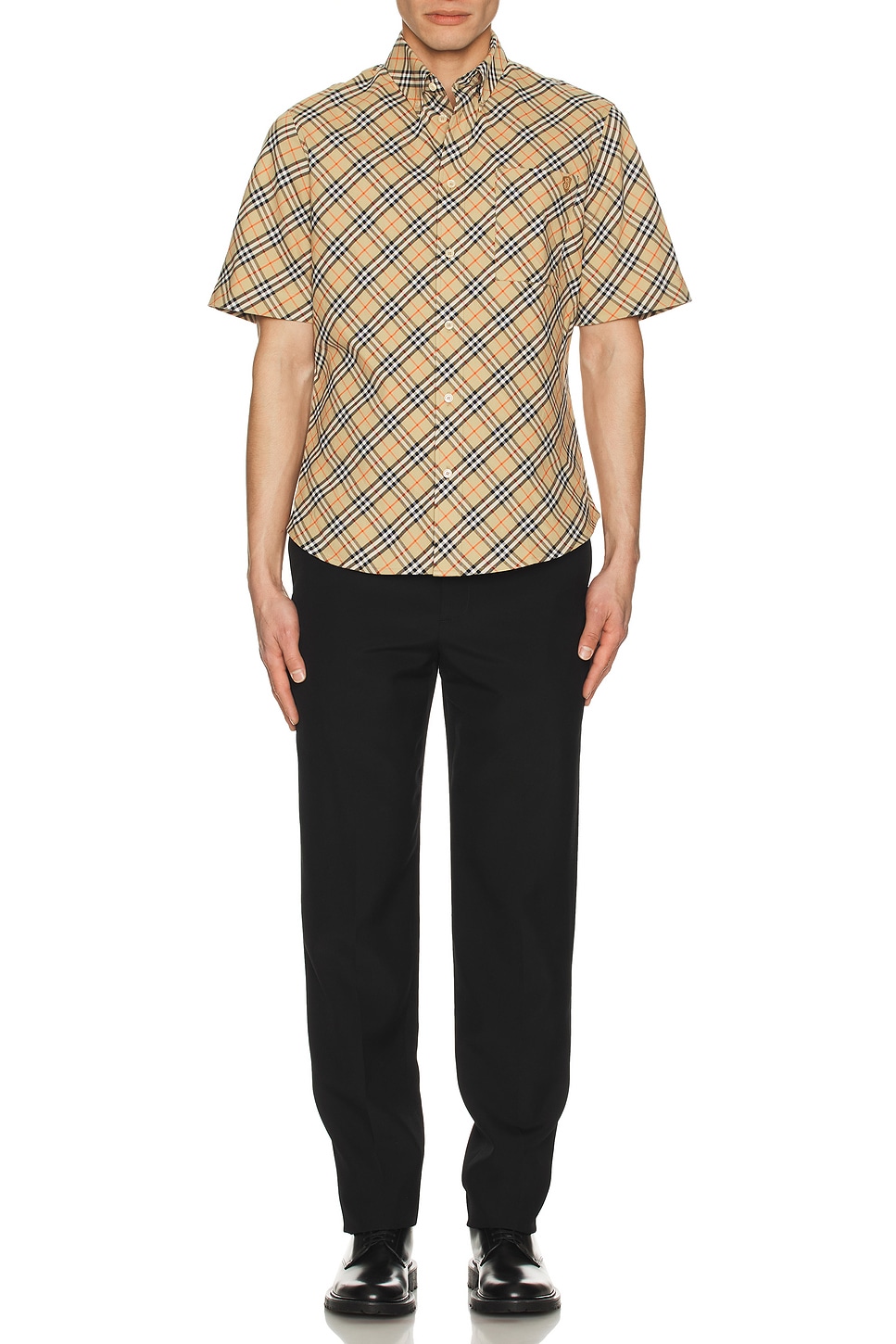 

Check Short Sleeve Oxford Рубашка Burberry, Sand IP Check