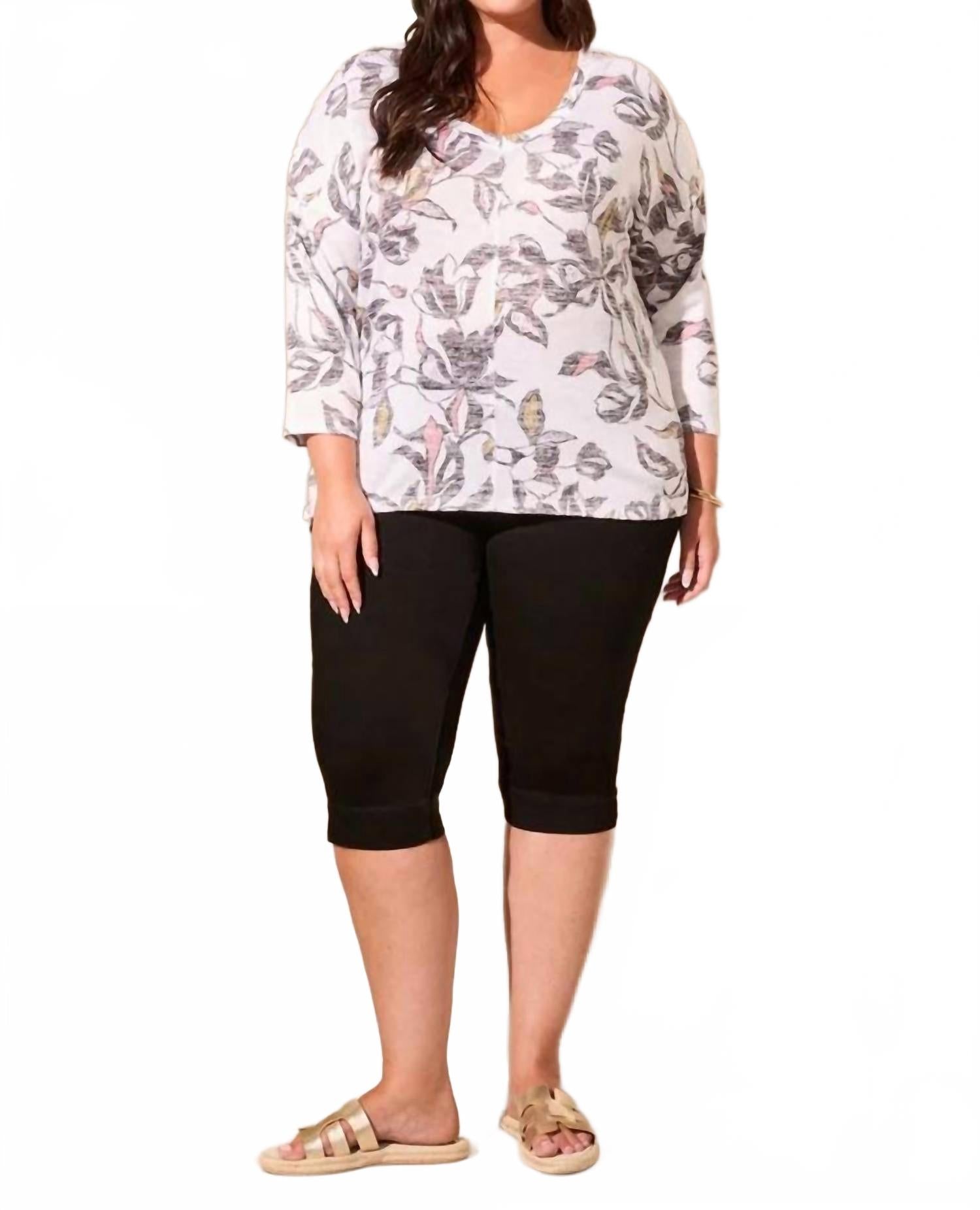 

Узорчатый двусторонний топ «летучая мышь» цвета «коко-молоко» TRIBAL, Coco Milk