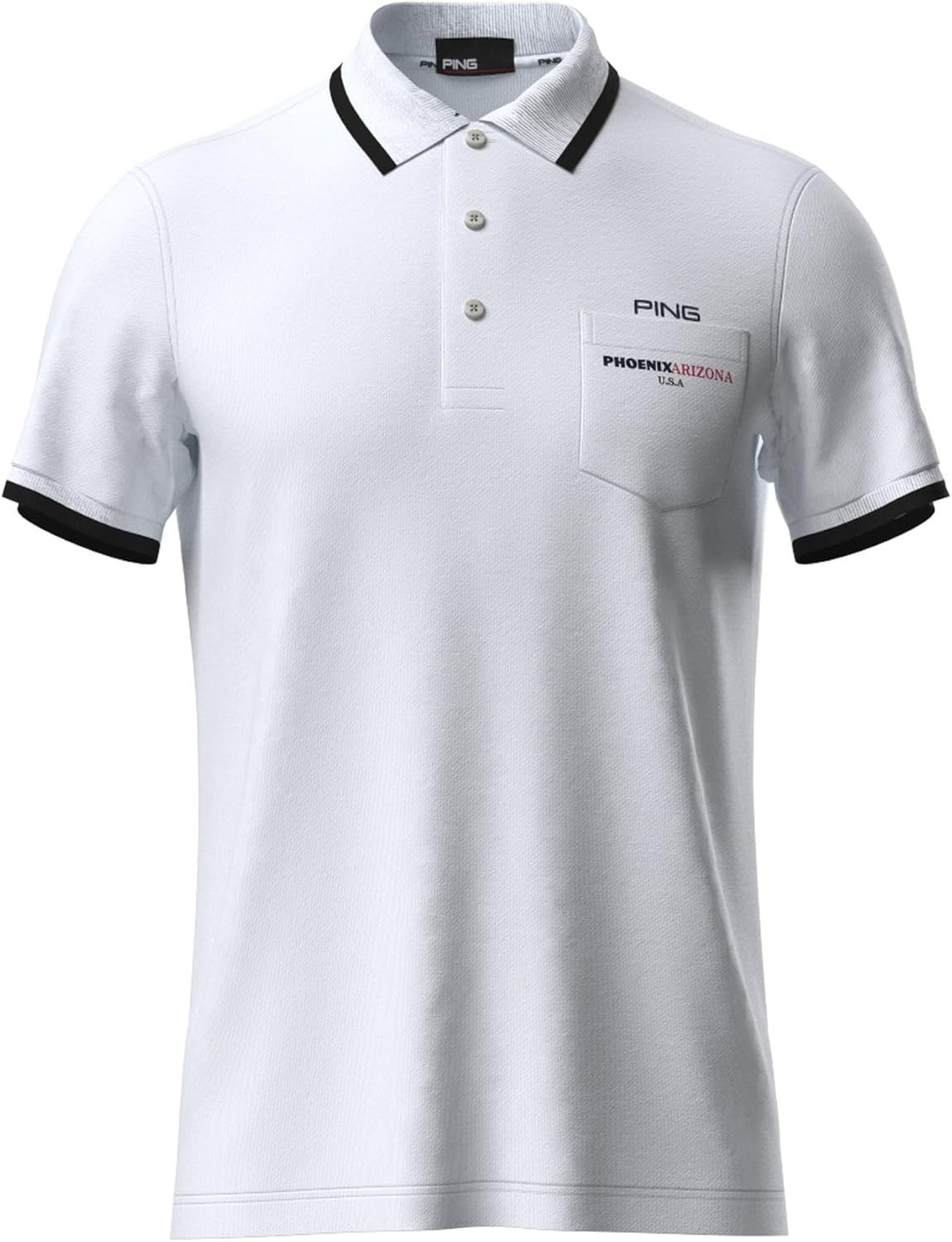 

Мужская поло-рубашка Ping Apparel с коротким рукавом и подкладкой (очень быстросохнущая), белая, размер 621-6160201, размер 030, средний