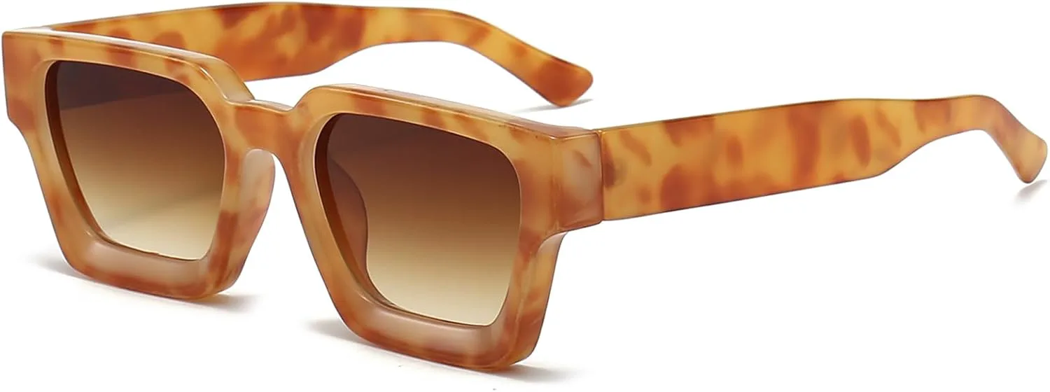 

Солнцезащитные очки EYLRIM в толстой квадратной оправе для женщин и мужчин, модные прямоугольные солнцезащитные очки черного цвета, 192 Yellow Tortoise/Gradual Tea