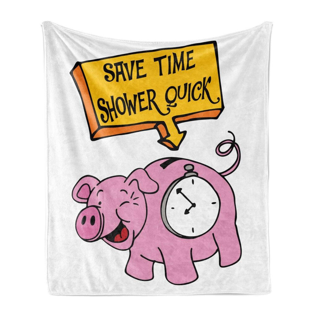 

ABAKUHAUS Забавное мягкое фланелевое флисовое одеяло, копилка с тикающими часами. Экономия времени. Быстрая маркировка темы для утренних рутинных развлечений, 175 x 230 см, розовый и желтый.