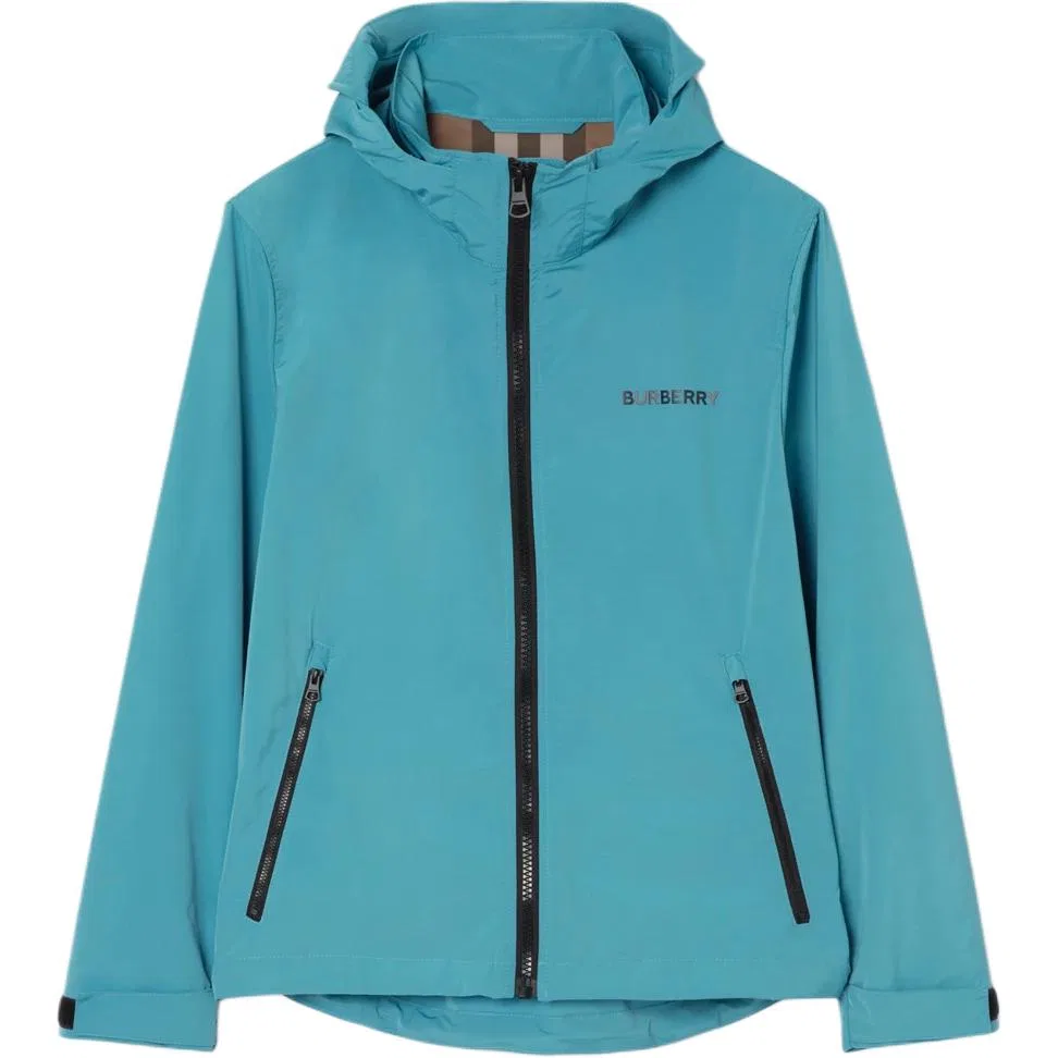 Пуховик Burberry с капюшоном Peacock Green Turquoise