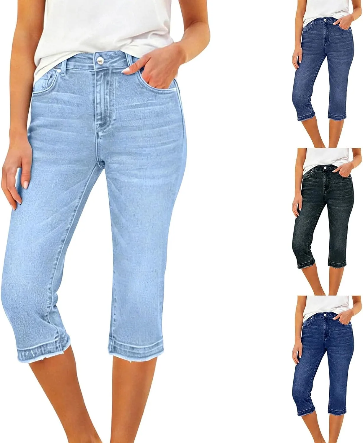 

Женские джинсы Capri Mid Rise с потертостями