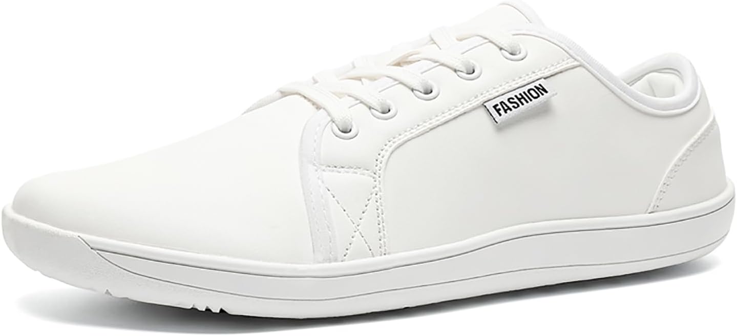 

Мужские кожаные модные кроссовки EGEBS, удобные шнурованные, с широким носком, повседневные босоногообразные обувь для тенниса, вождения и ходьбы, белый