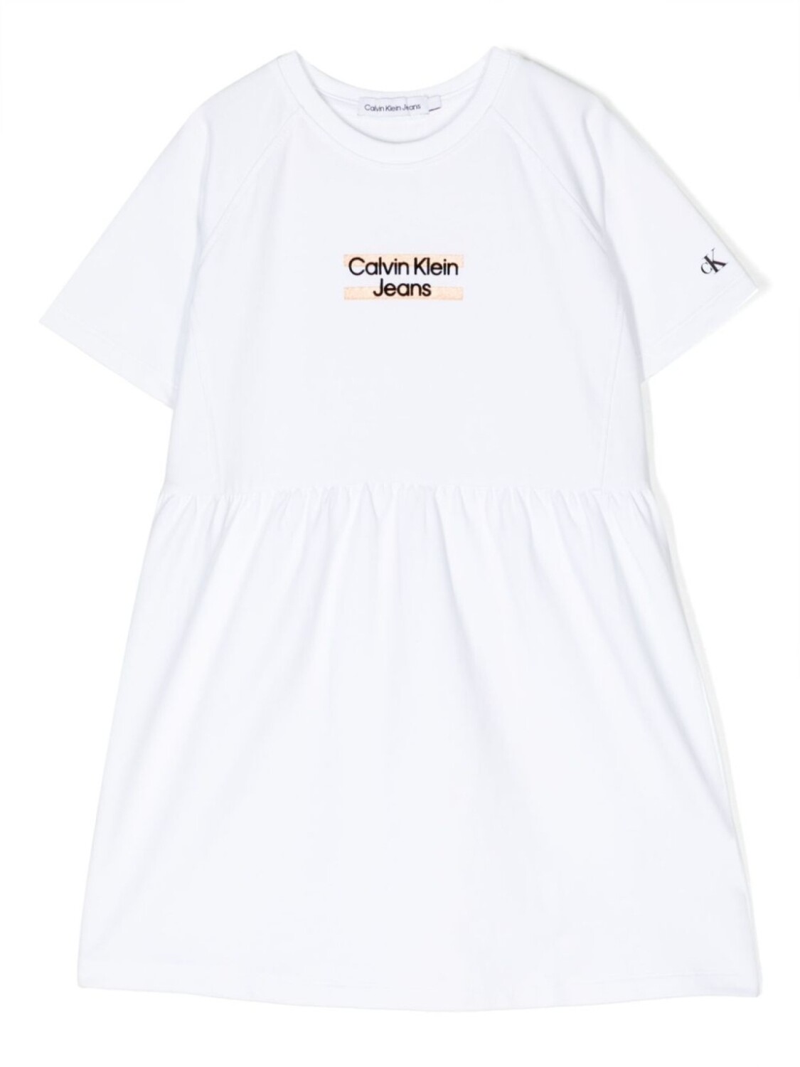 

Платье с вышитым логотипом Calvin Klein Kids, белый