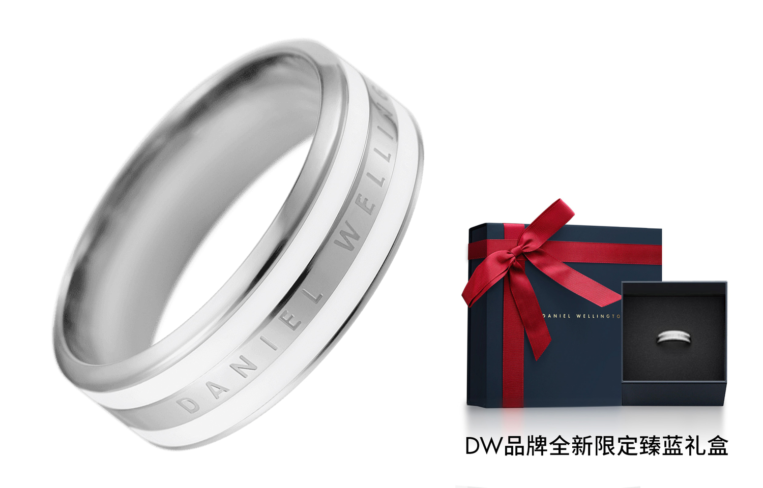 

DW/DanielWellington Кольцо из нержавеющей стали Daniel Wellington унисекс фарфорово-белое серебристое