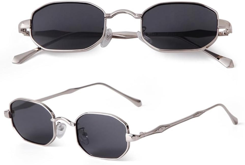 

Прямоугольные маленькие солнцезащитные очки для женщин и мужчин в стиле ретро, ​​винтаж, с металлической оправой, стимпанк, защита от ультрафиолета UV400, многоугольные LANGSER, 4