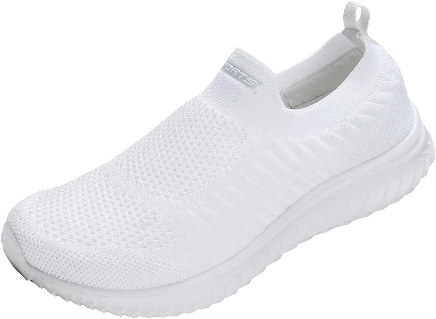 

Мужские кроссовки слипоны для ходьбы, сетчатые, дышащие, с амортизацией, для тенниса и спорта, легкие, с нескользящей подошвой, для тренировок и бега Generic, белый