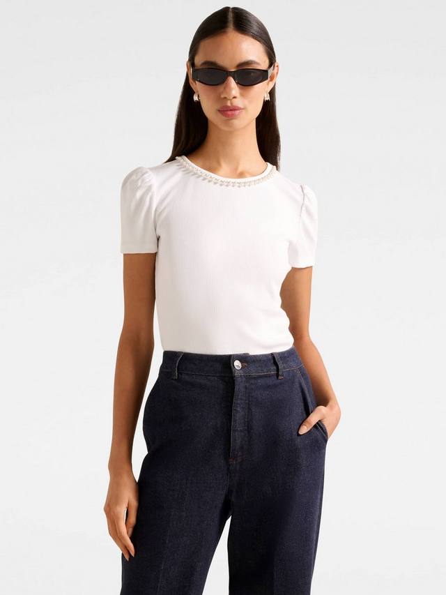 

Футболка с декоративным воротником Emilia Forever New, Porcelain