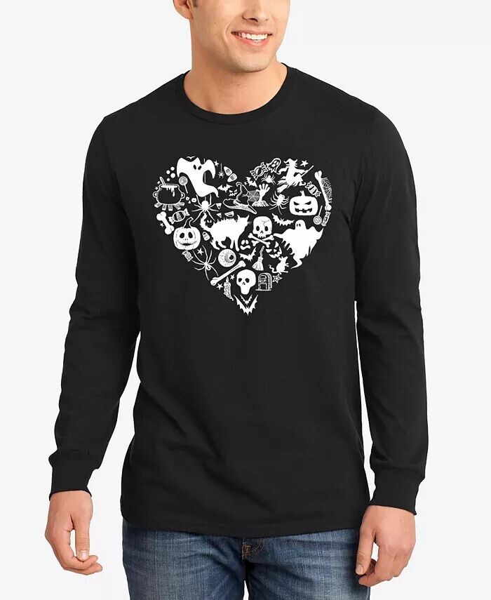 

Мужская футболка с длинным рукавом и надписью «Halloween Heart Word Art» LA Pop Art, черный