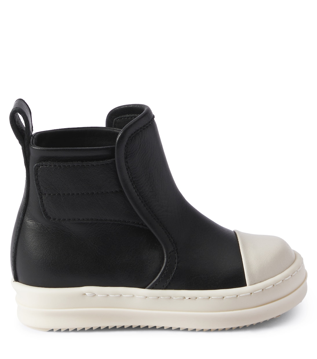 Кожаные кроссовки Baby Beatle Rick Owens Kids, Black/Milk/Milk — фото 3