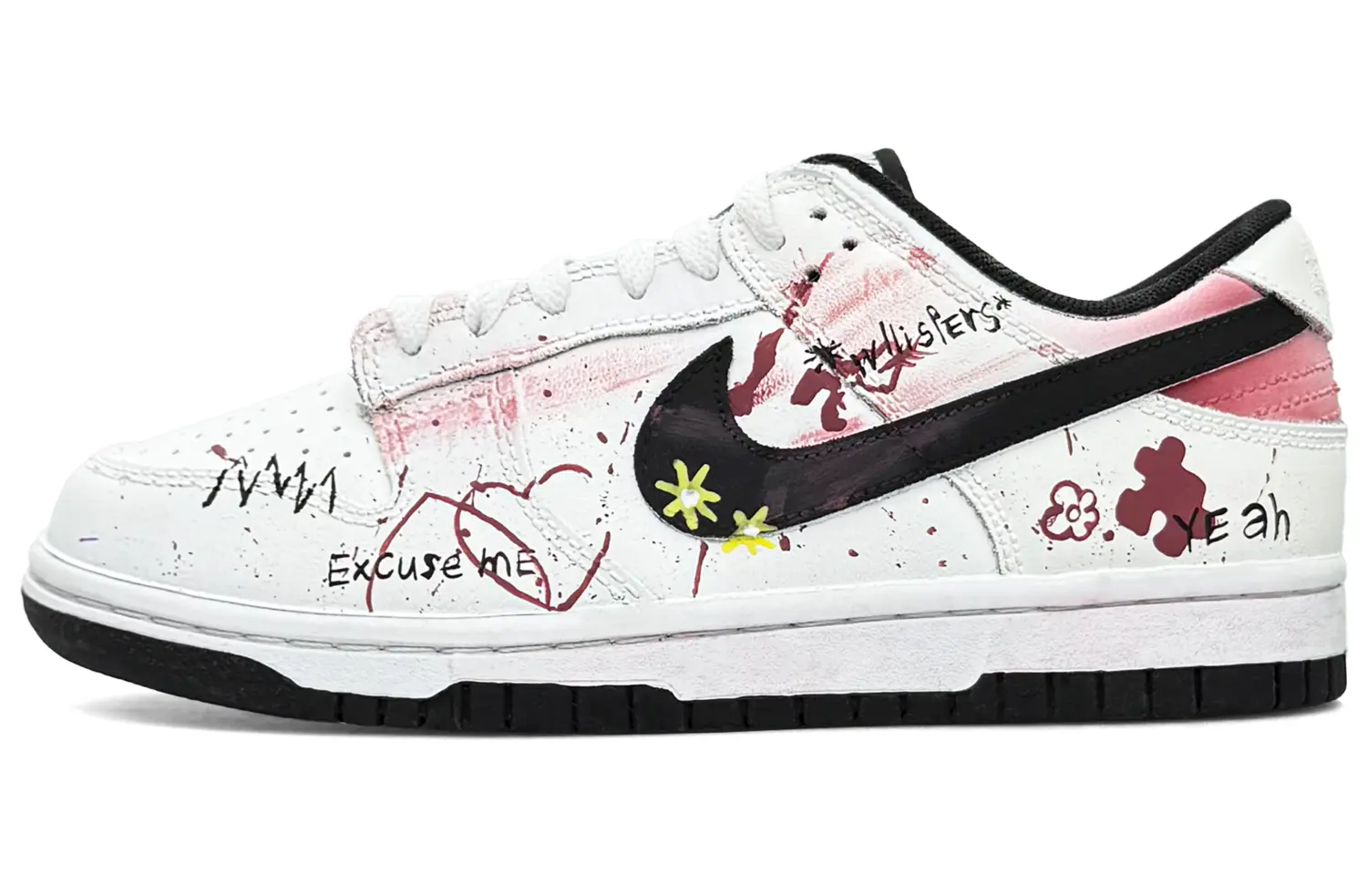 

Кроссовки Nike Dunk Skateboarding Shoes Men Low-top Rose Pink, белый