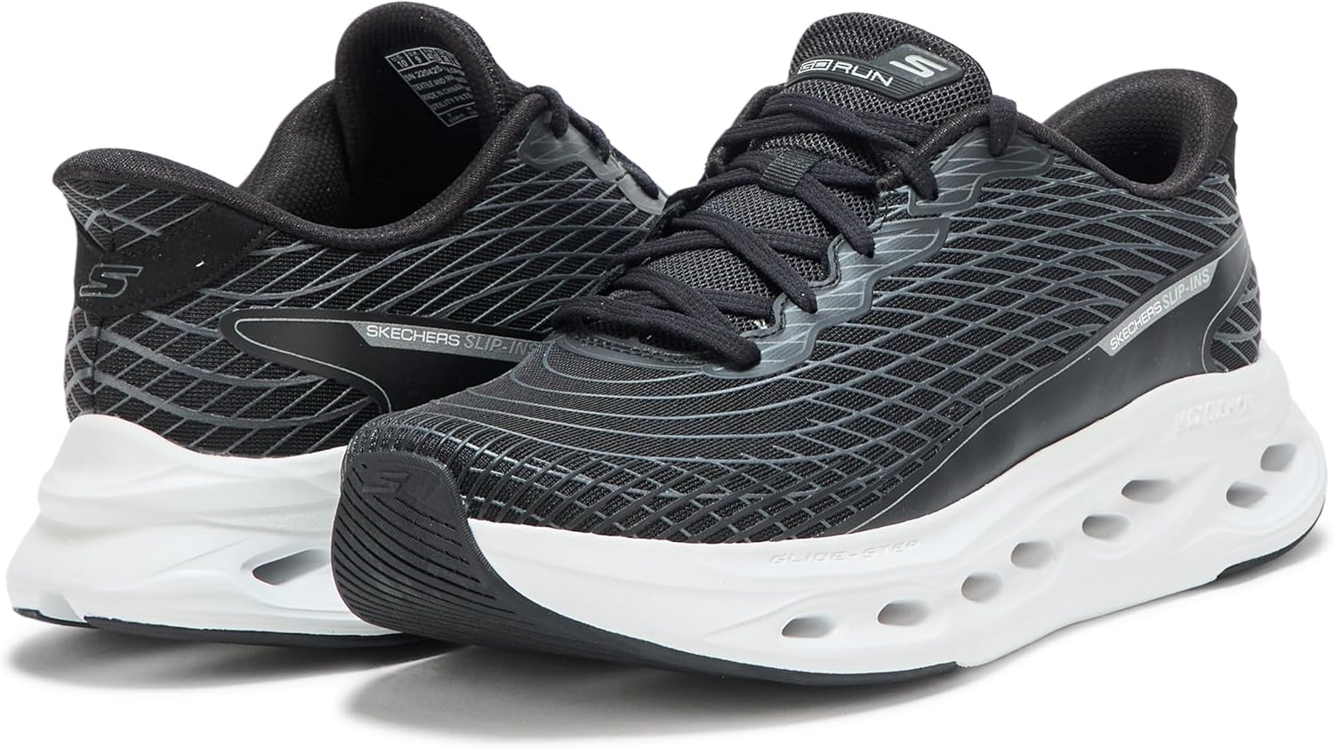 Мужские кроссовки Skechers Max Cushioning Glide Step Sapphire без шнурков, белый/черный — фото 3