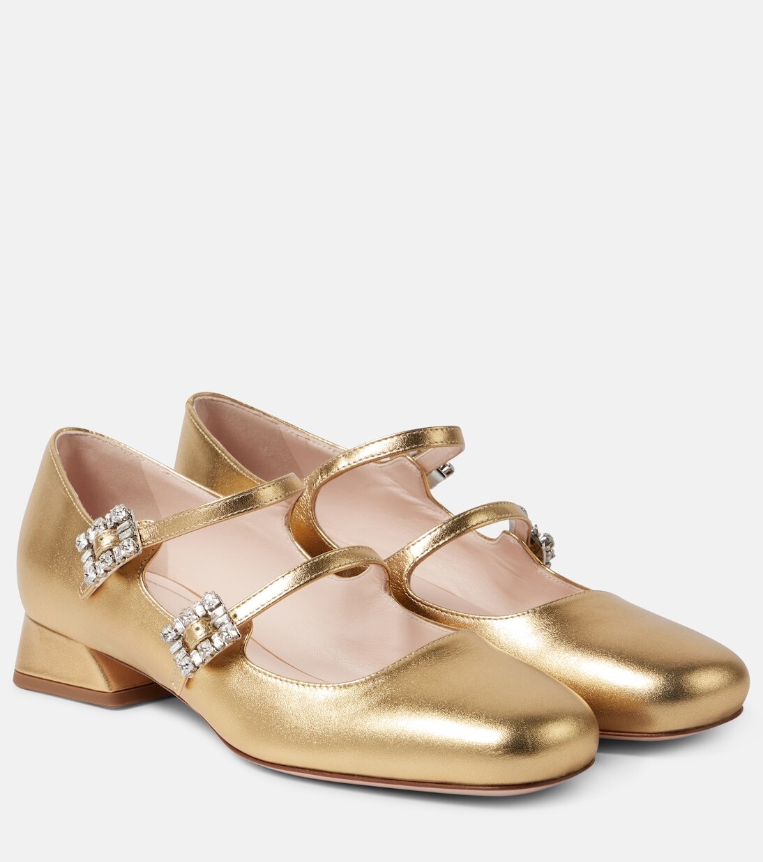 Туфли мэри джейн из металлизированной кожи très vivier Roger Vivier, золото