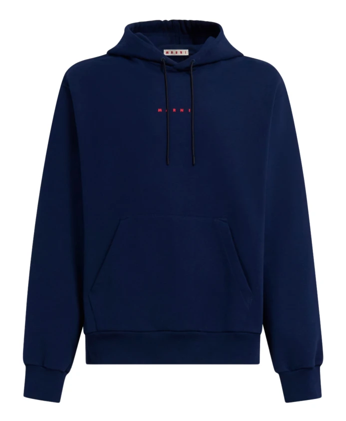 

Худи из хлопкового трикотажа с петлевой структурой Marni, синий